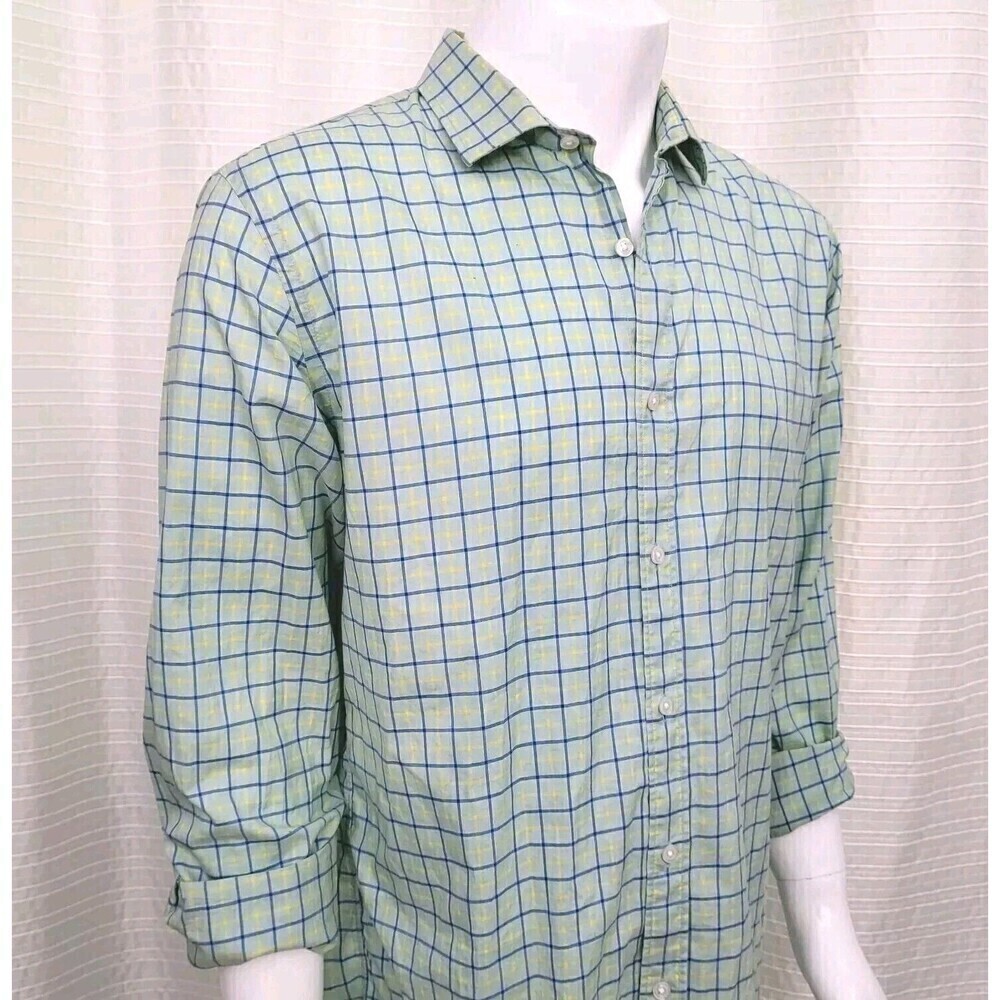 J CREW Ludlow 120s Summer Weight Shirt 2-Ply Cool Citrus Colored Check Men's XL